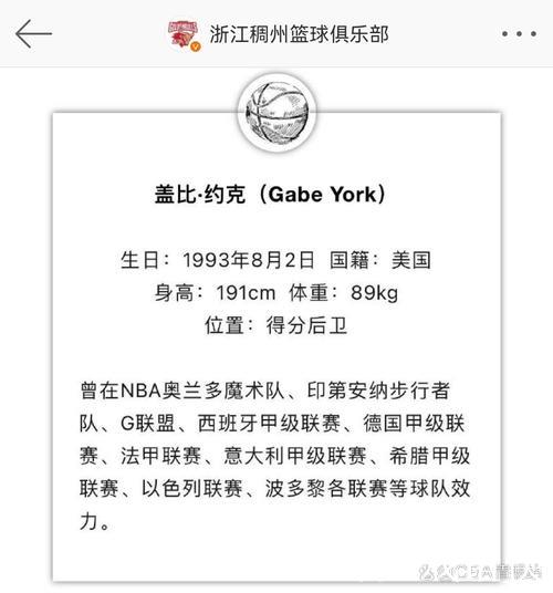 浙江队签约外援盖比-约克 曾效力魔术和步行者 浙江队签约外援盖比-约克 曾效力魔术和步行者